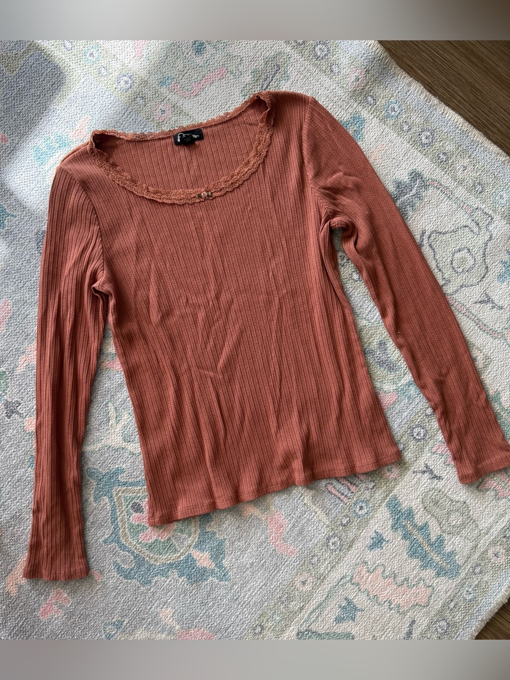 Rusty Rose Ribbed Long Sleeve